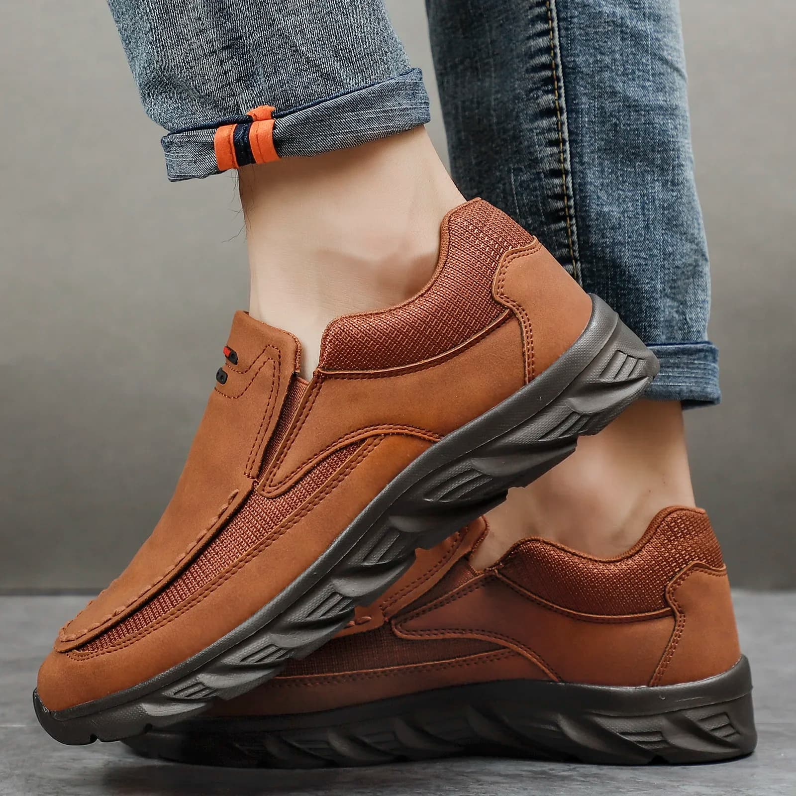 Men Leather Casual Shoes Breathable Loafers Men Sneakers 2024 New Male Comfortable Leather Flat Footwear Sneakers Men Shoes thumbnail 2