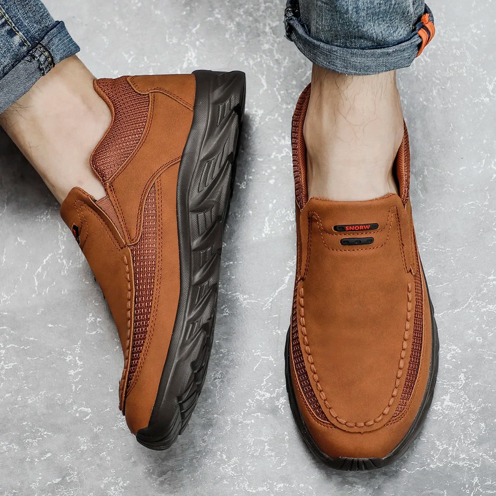 Men Leather Casual Shoes Breathable Loafers Men Sneakers 2024 New Male Comfortable Leather Flat Footwear Sneakers Men Shoes thumbnail 3