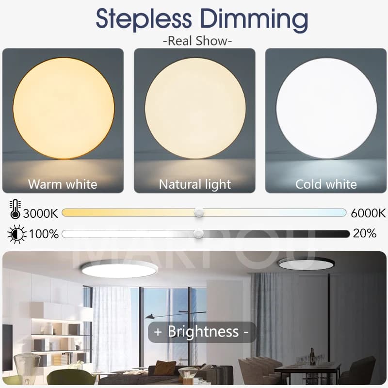 MARPOU Smart ceiling lamp led lamp for bedroom ceiling lights with Remote control Dimmable led lights for room Living room thumbnail 2