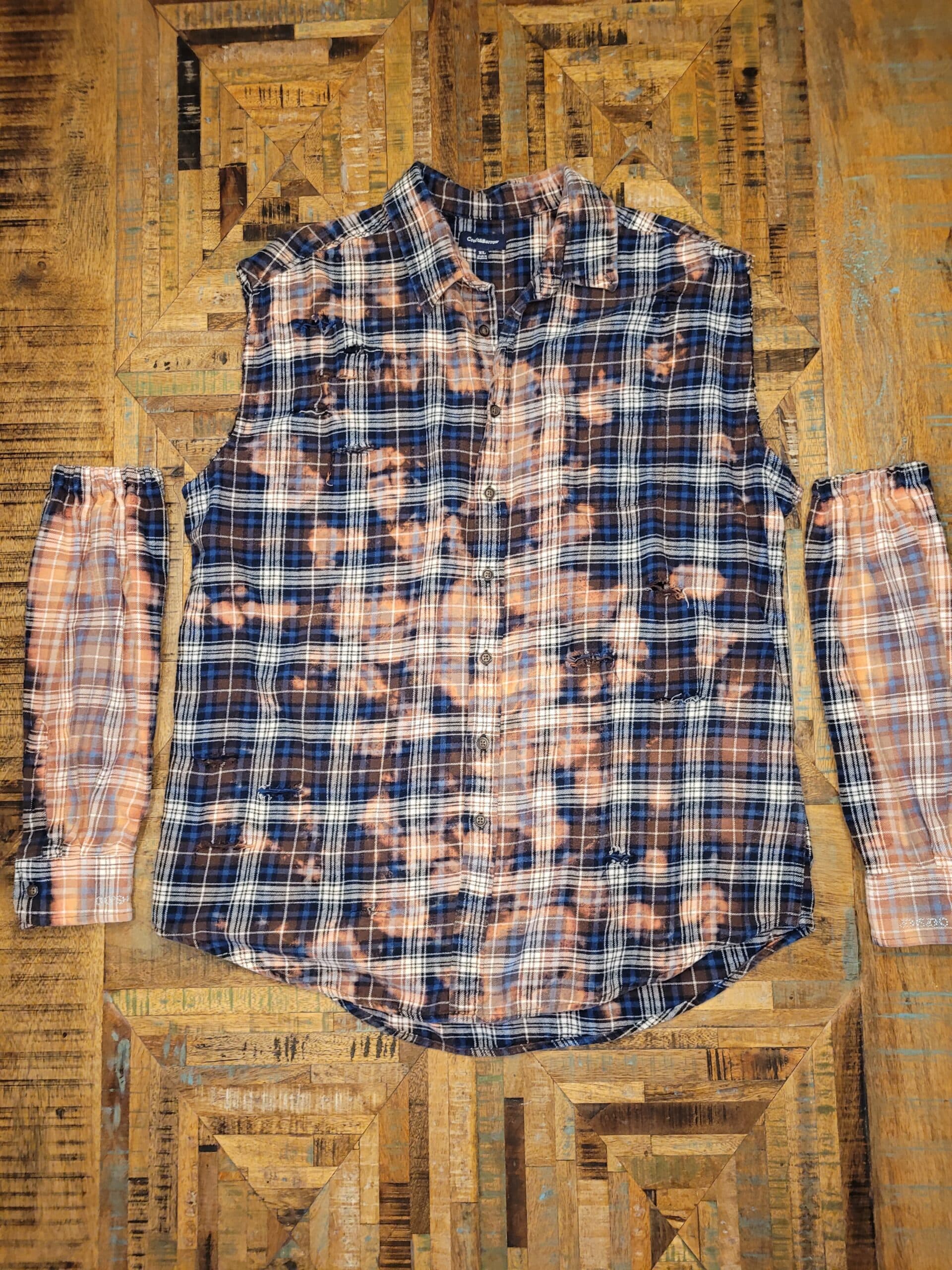Thrashed distressed convertible flannel shirt thumbnail 2
