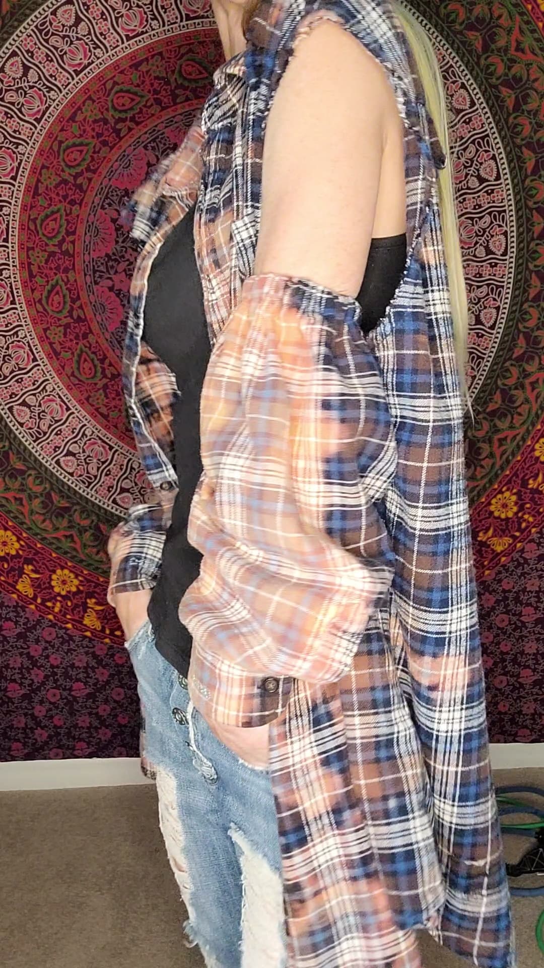 Thrashed distressed convertible flannel shirt thumbnail 3