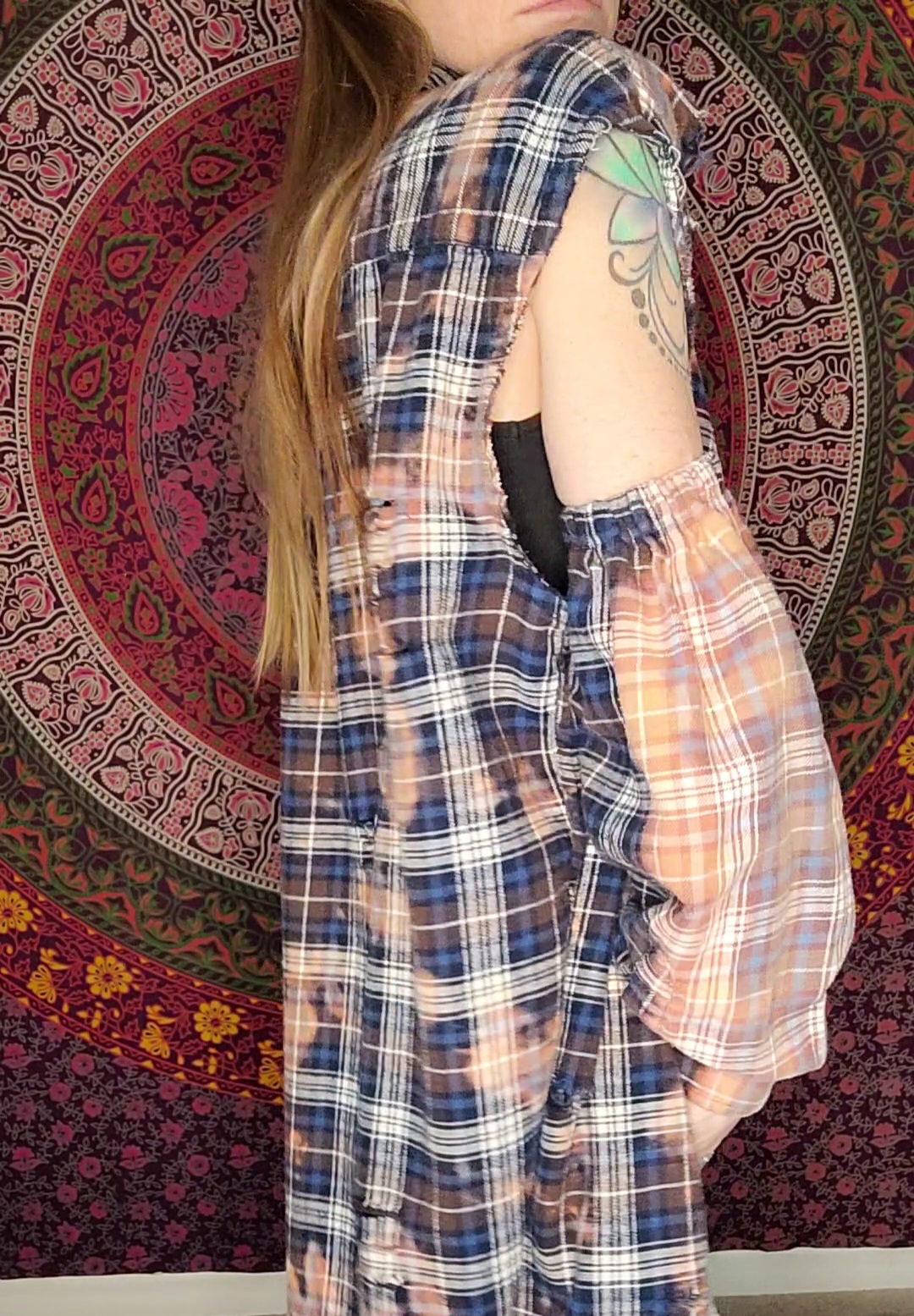Thrashed distressed convertible flannel shirt thumbnail 4
