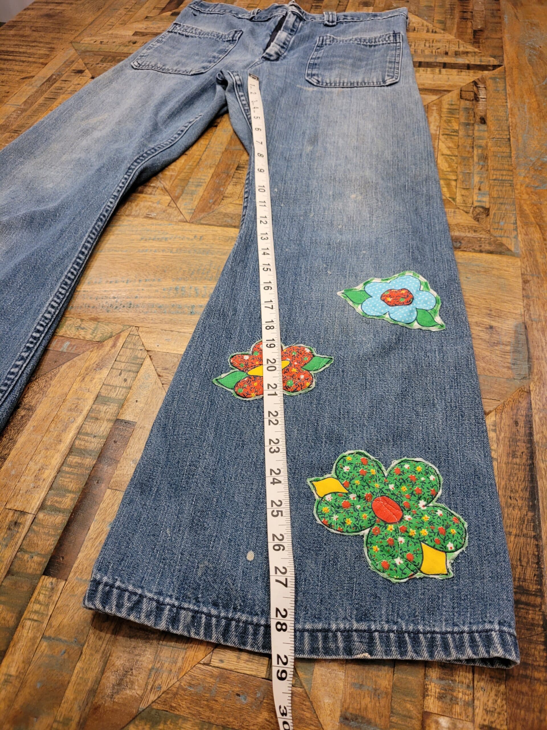 Back to School Vintage Tree Patchwork Bell Bottoms thumbnail 4