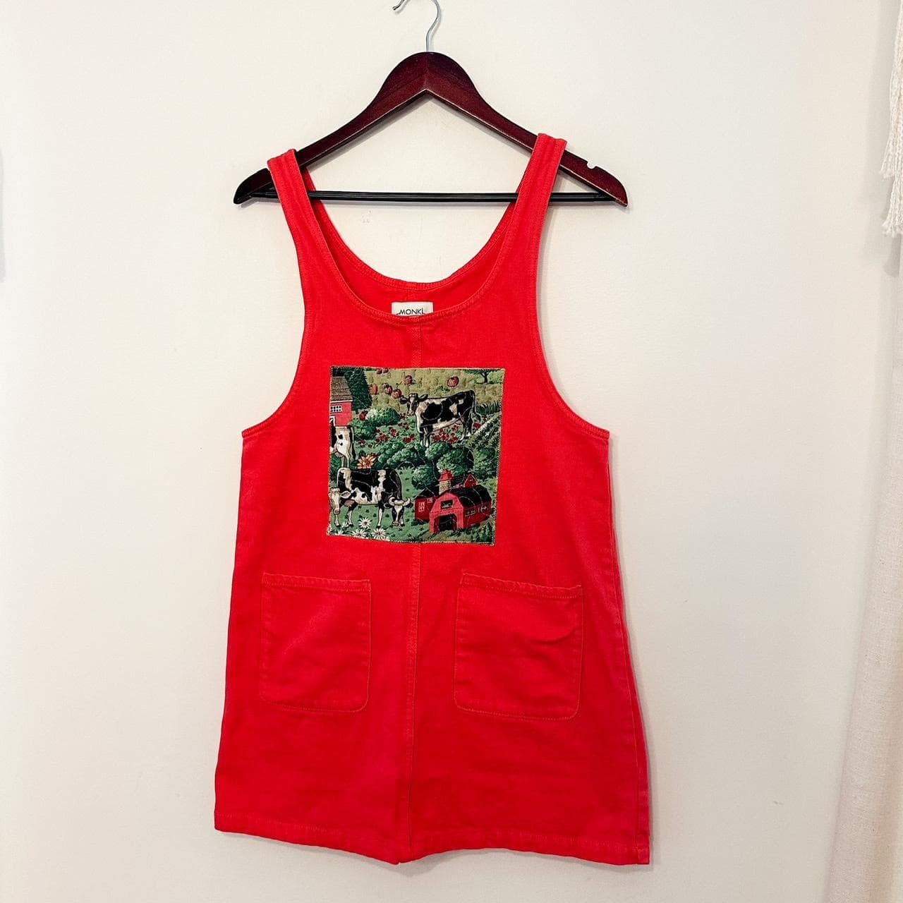Quilted Cow & Farm Pink-Red Denim Jumper Dress thumbnail 3