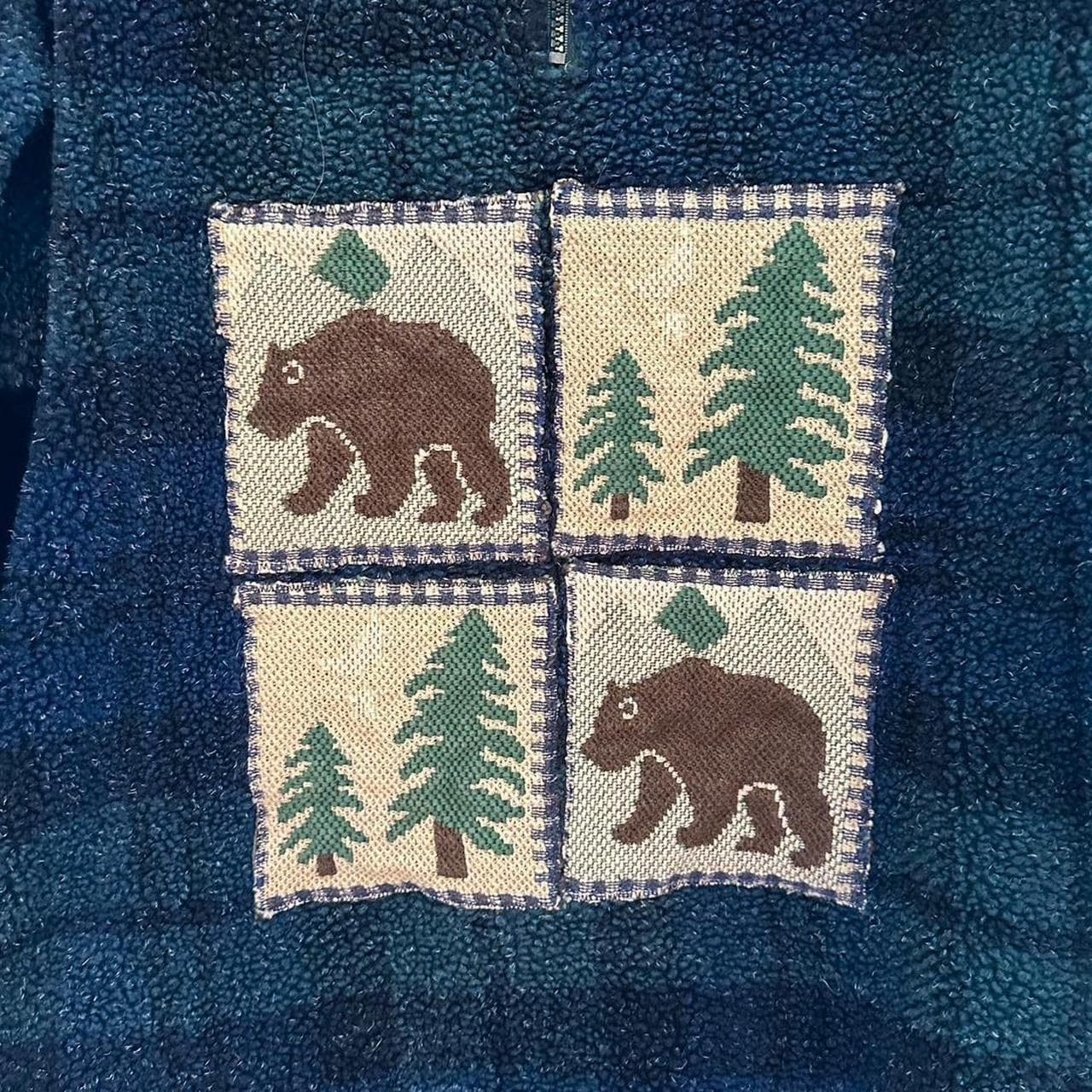 Vintage Sherpa Navy and Green Plaid Cabin Quilt Pullover thumbnail 2