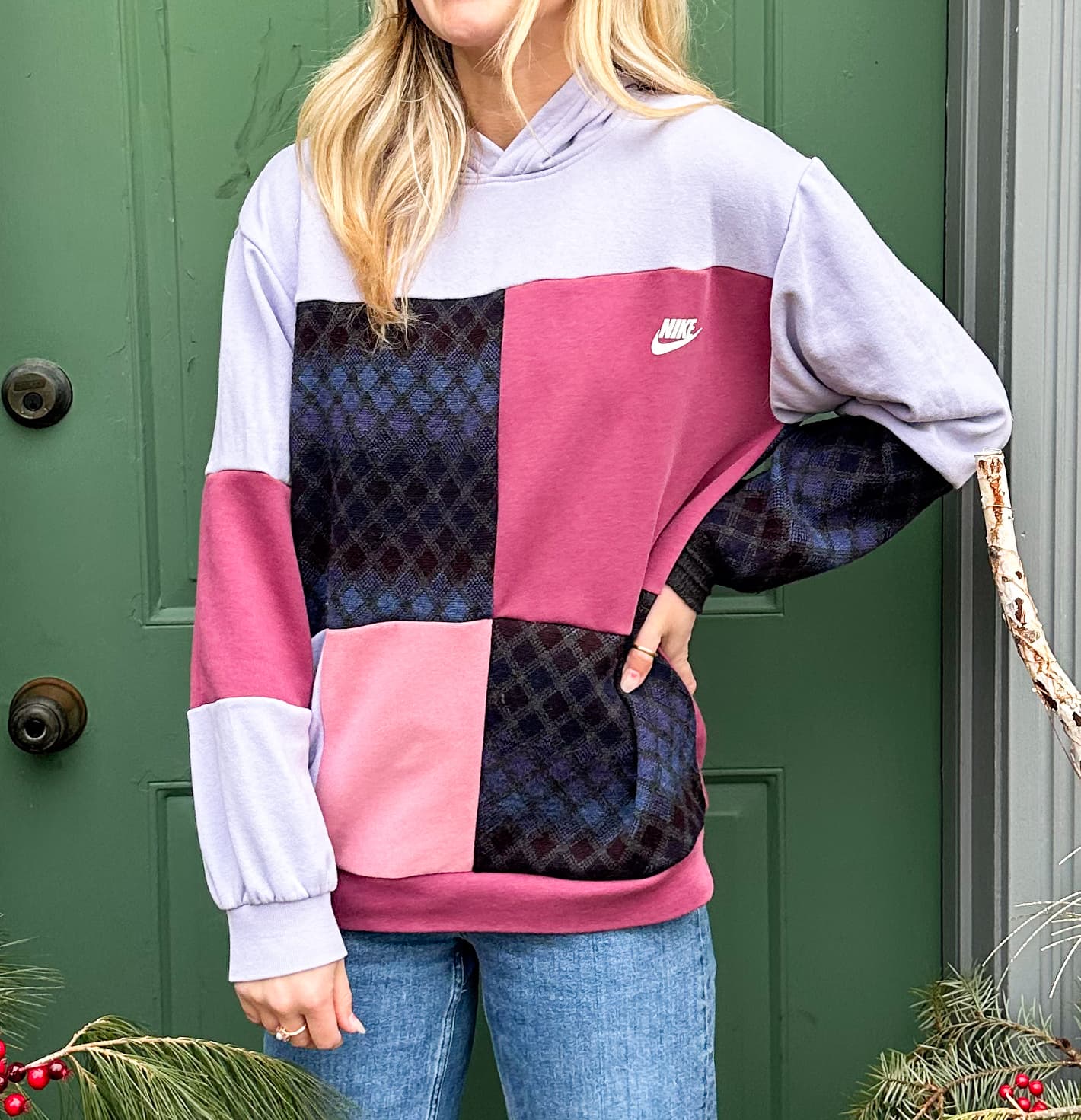 Reworked Patchwork Nike Pink tones / Grandpa Sweater