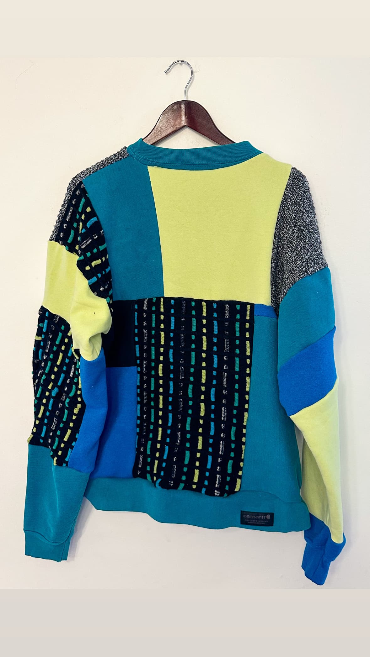 Reworked Patchwork Neon Carhartt Crewneck Sweatshirt thumbnail 3