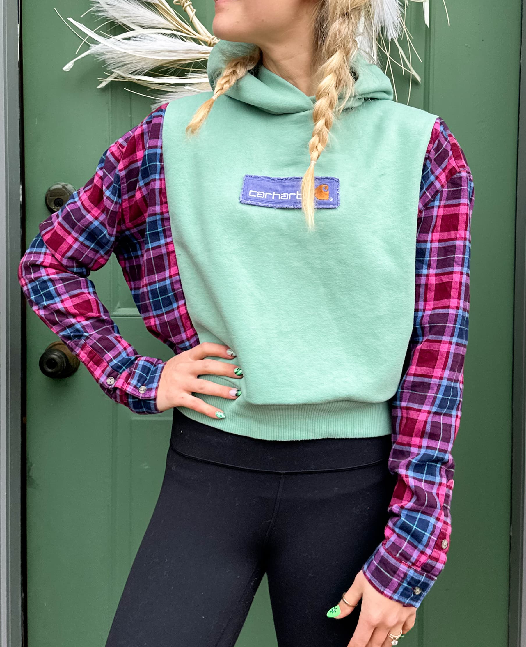 Reworked Carhartt Flannel Cropped Sweatshirt thumbnail 2