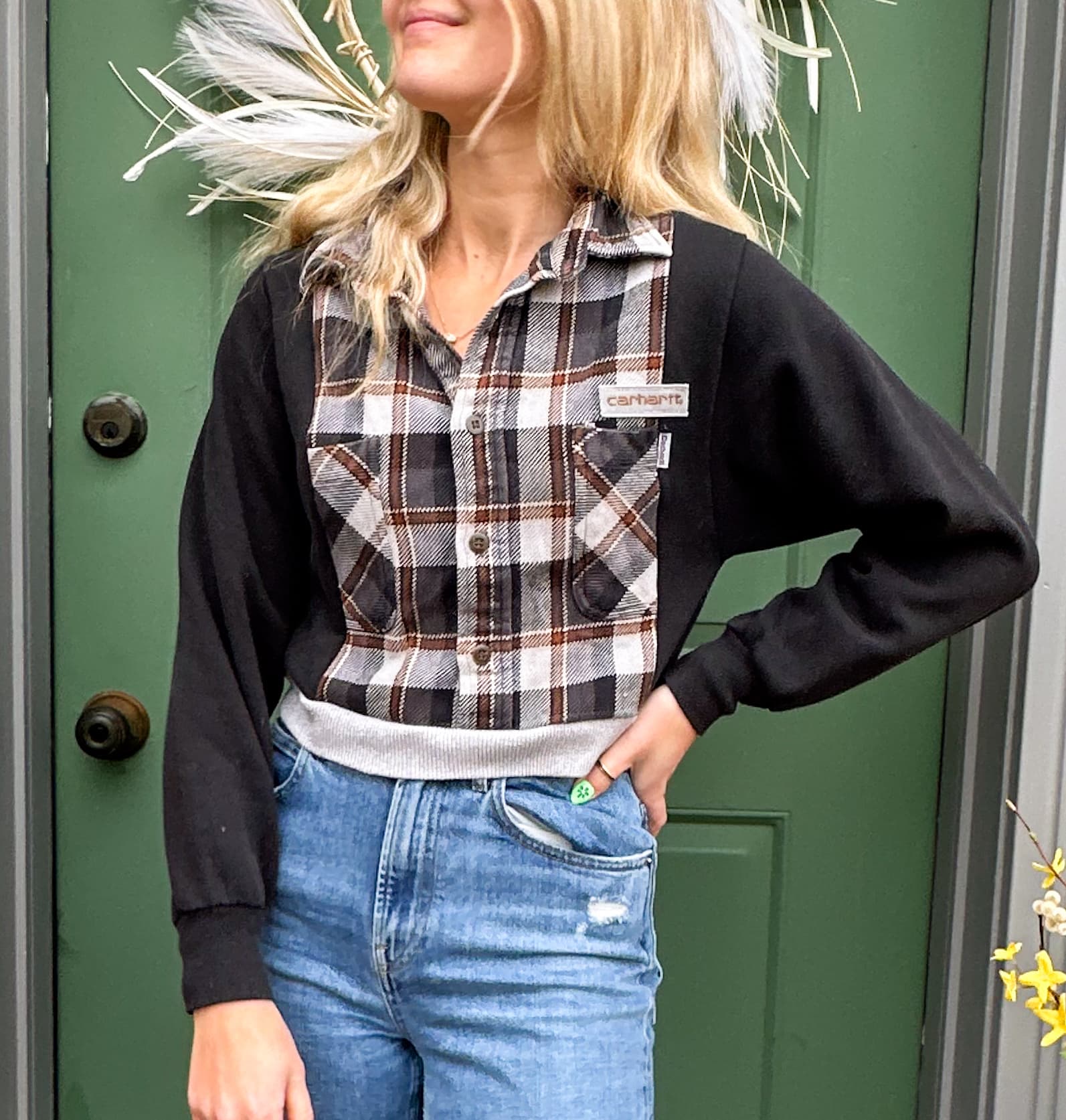 Carhartt Black and Gray Flannel Rework