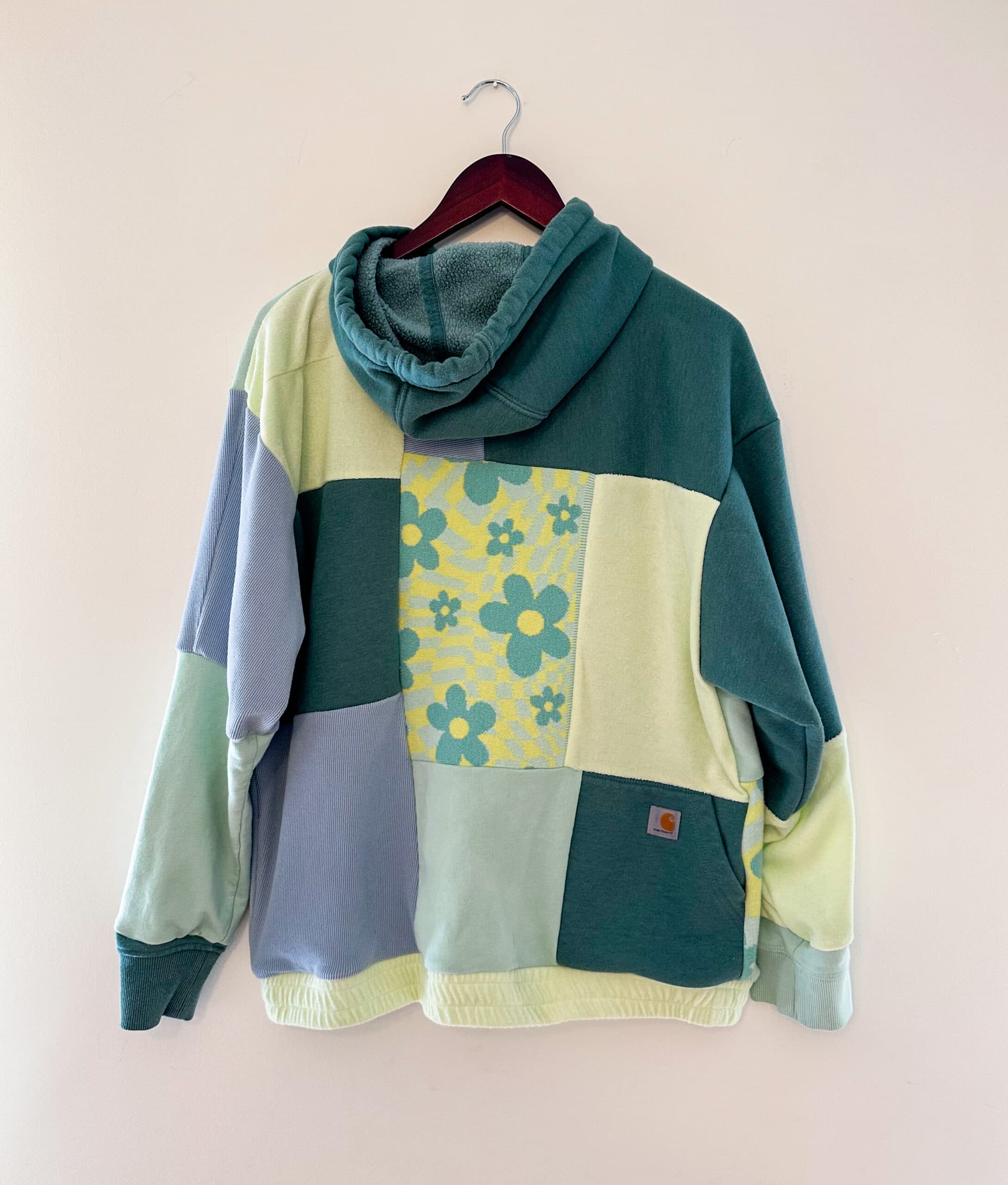 Patchwork blue and green flower carhartt reworked sweatshirt thumbnail 4