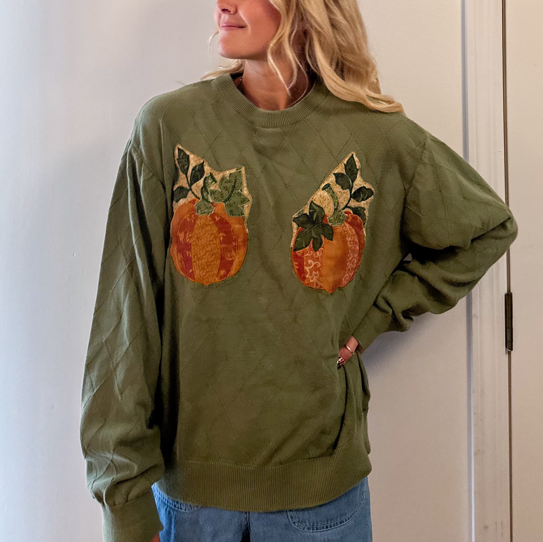 Reworked Quilted Pumpkin Sweater thumbnail 2
