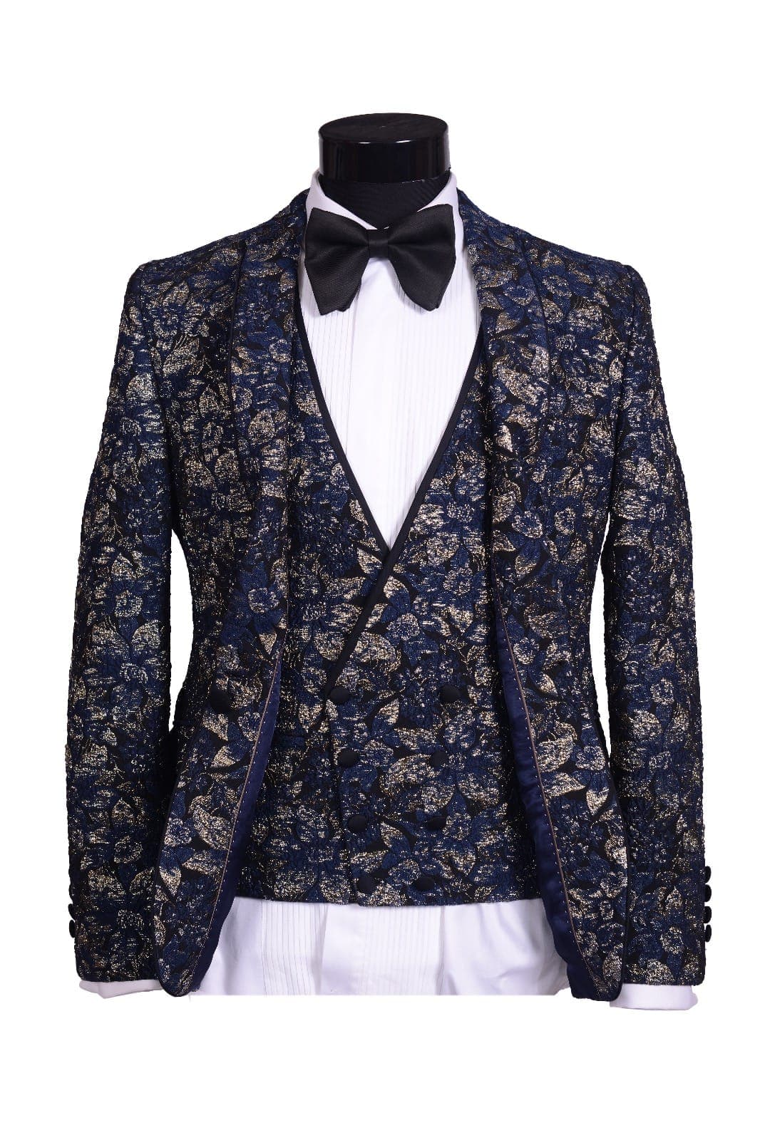 FLORAL NAVY & GOLD 3 PIECE SUIT thumbnail 2