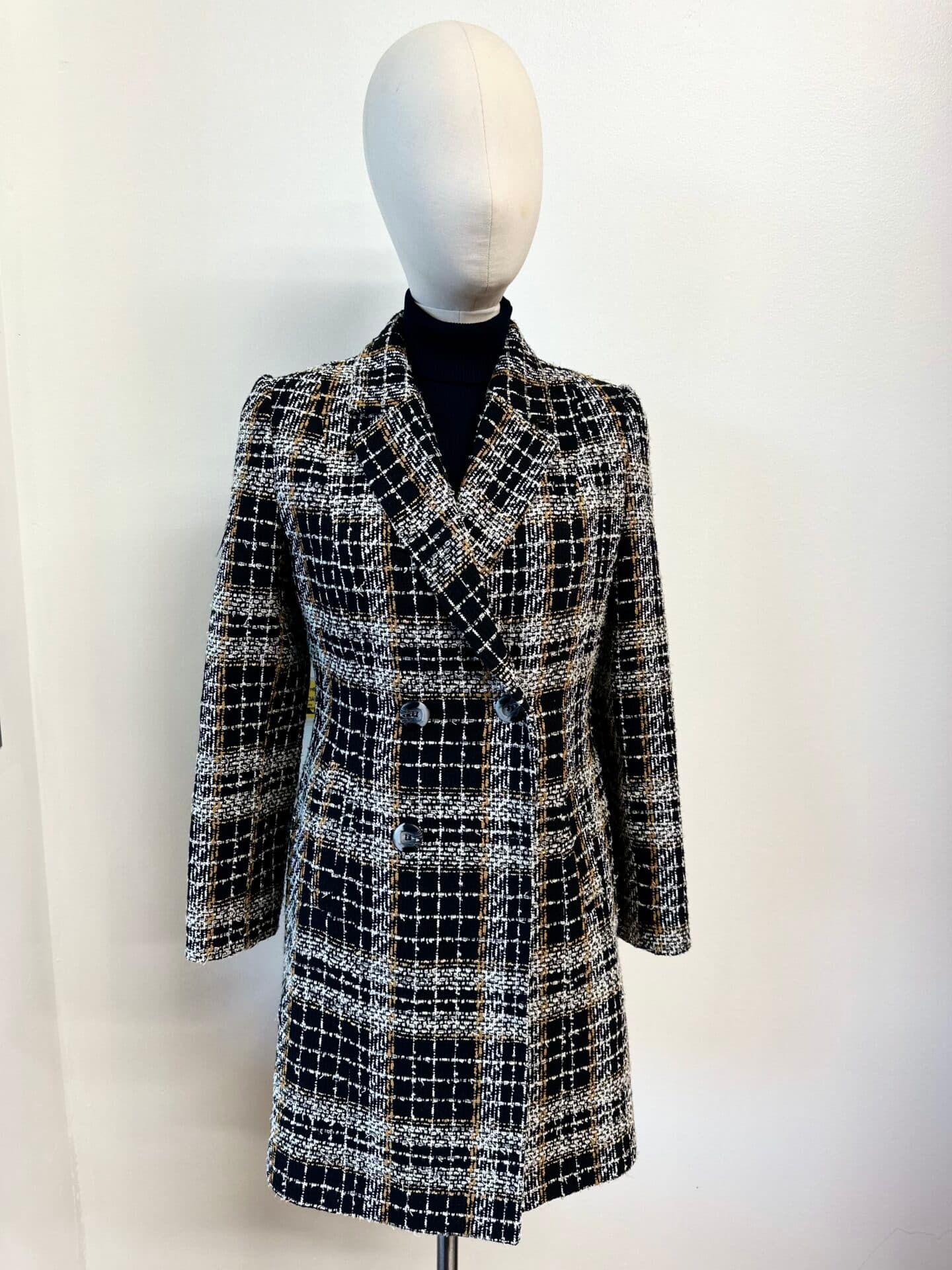 DOUBLE BREASTED DARK GREY WITH BLUISH STRIPE OVERCOAT