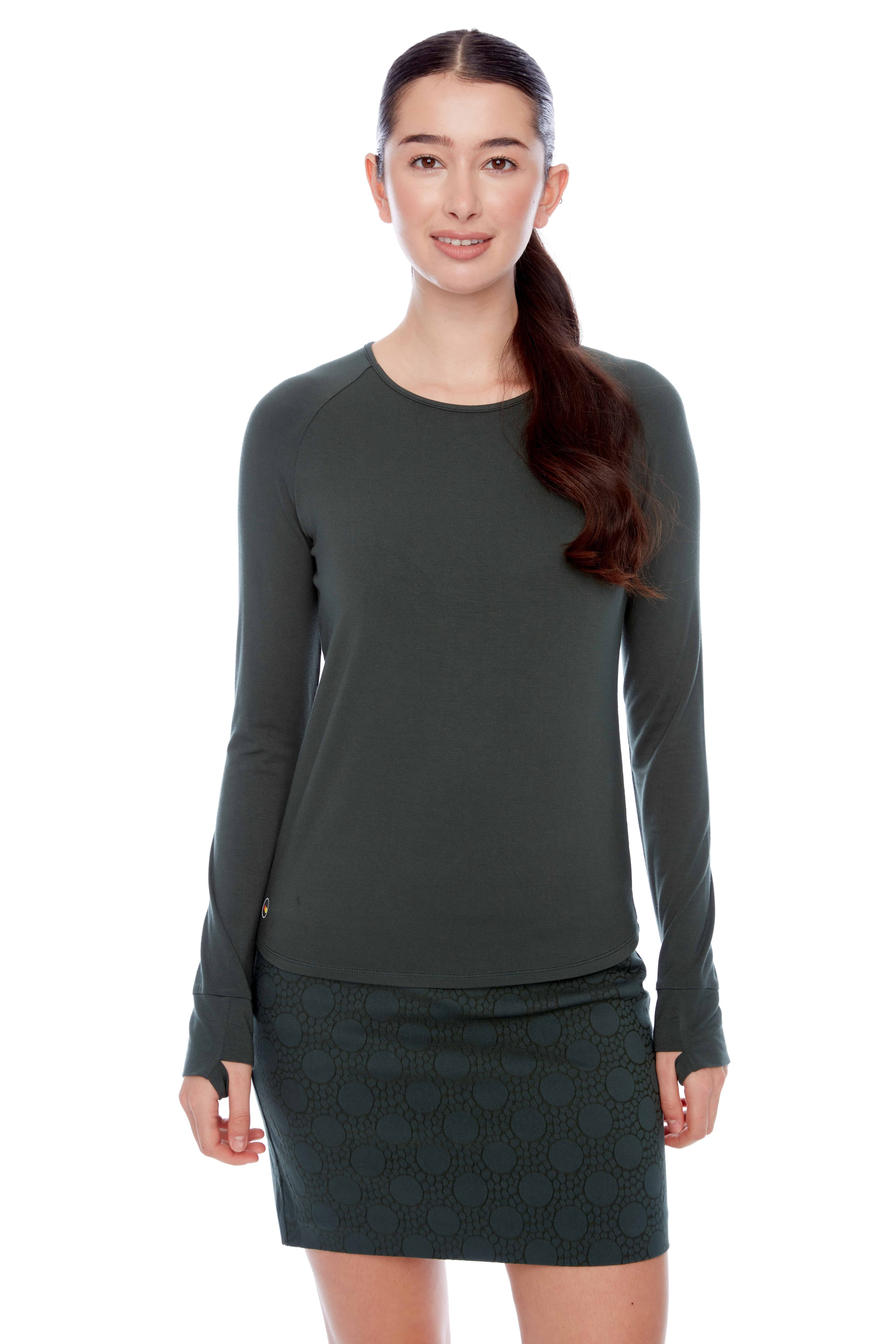 SOLID LONG-SLEEVE JERSEY KNIT TOP