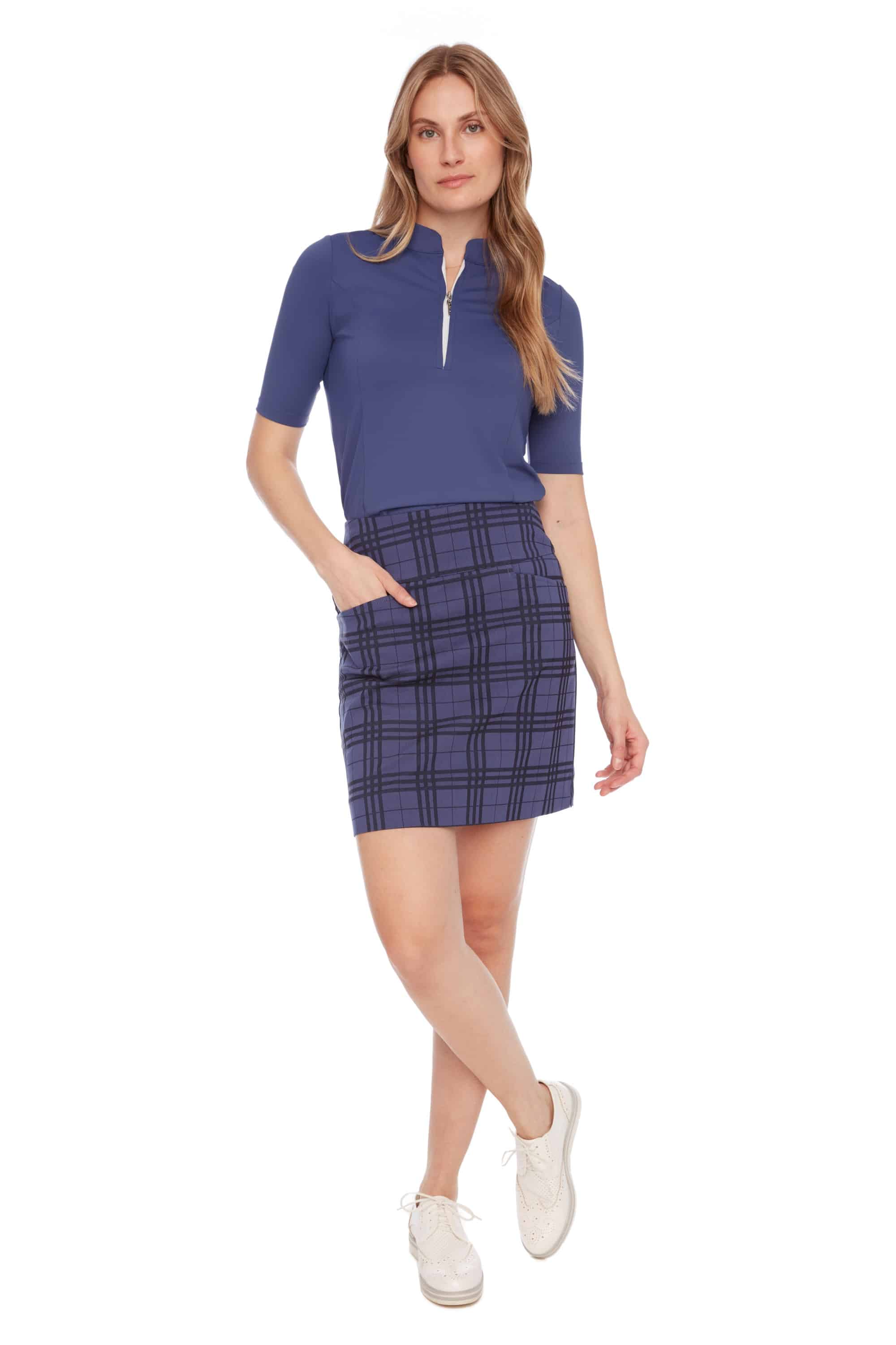 PLAID VENTED JACQUARD SKORT