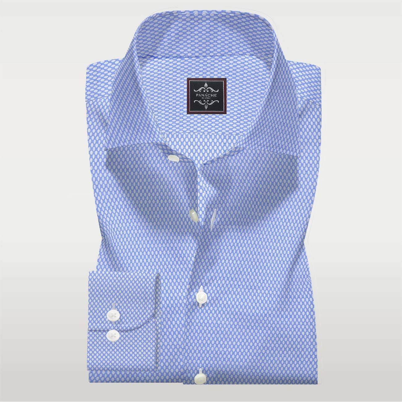 Mid Blue Self Dot Shirt