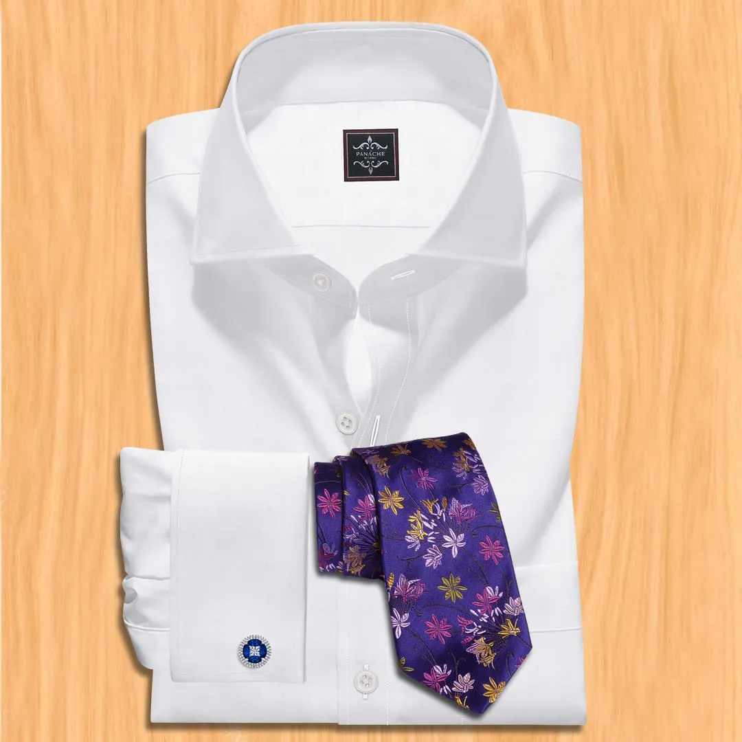 White Egyptian Cotton Shirt | White buttoned shirt men | French cuff dress shirt white