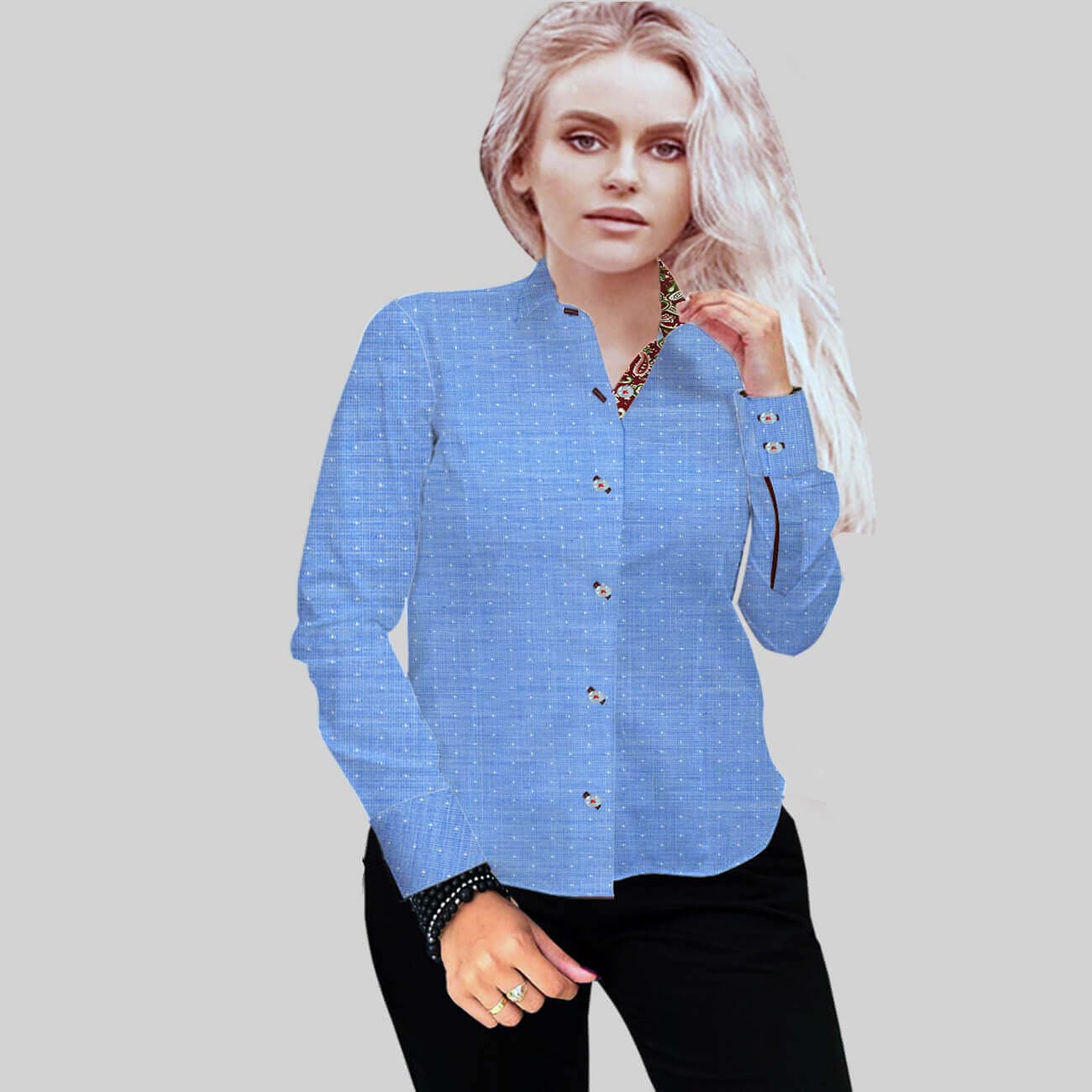 Light Blue End–on-End with self dot Shirt