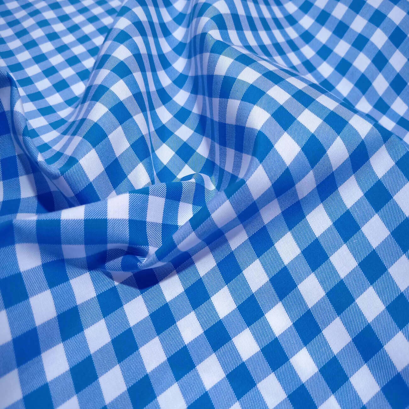 Blue And White Check Shirt | Blue shirt with white checks | Check dress shirt thumbnail 2