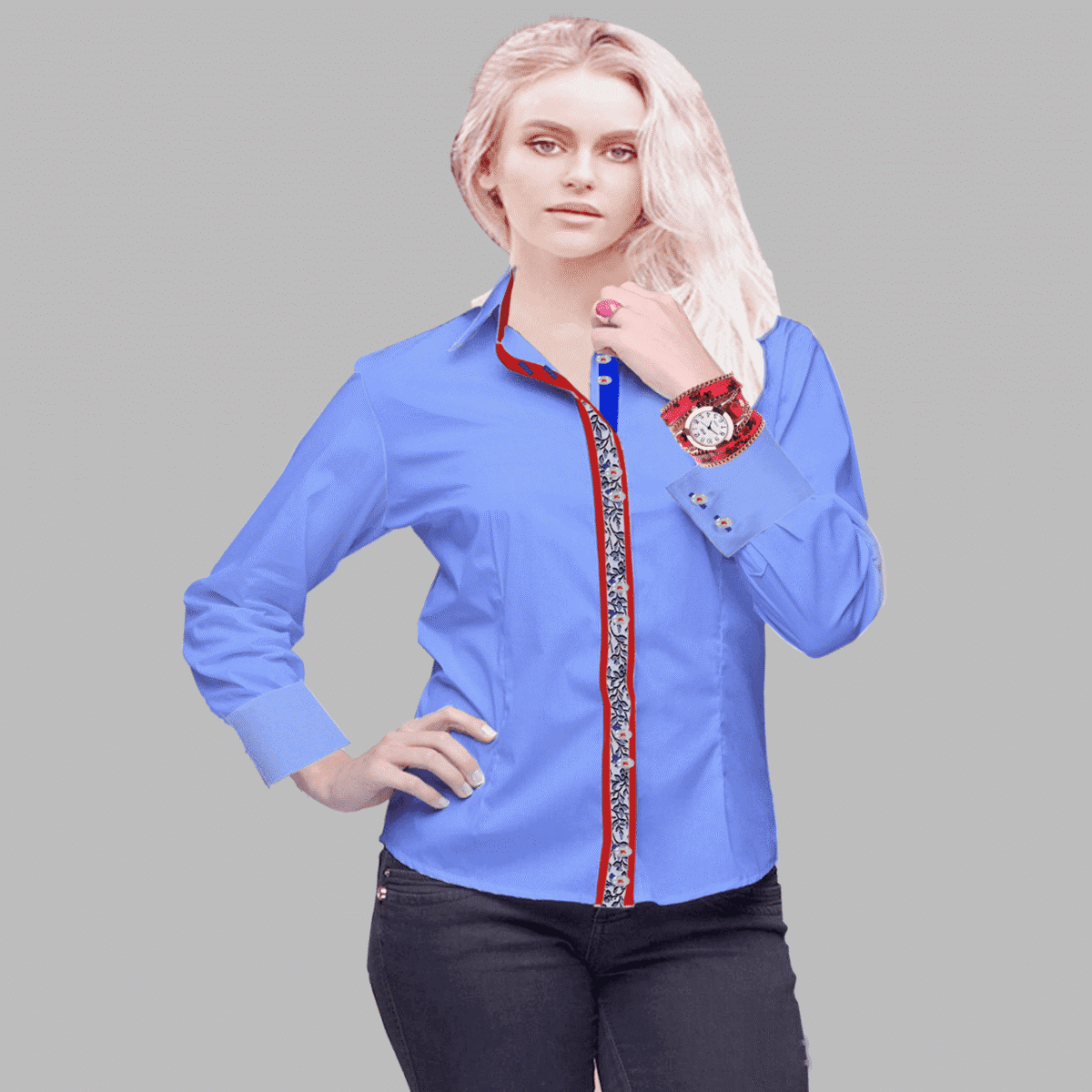 Light blue broadcloth custom made shirt