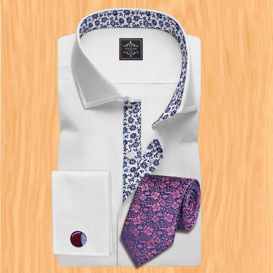 Luxury White Micro-Herringbone Shirt | Textured white dress shirt