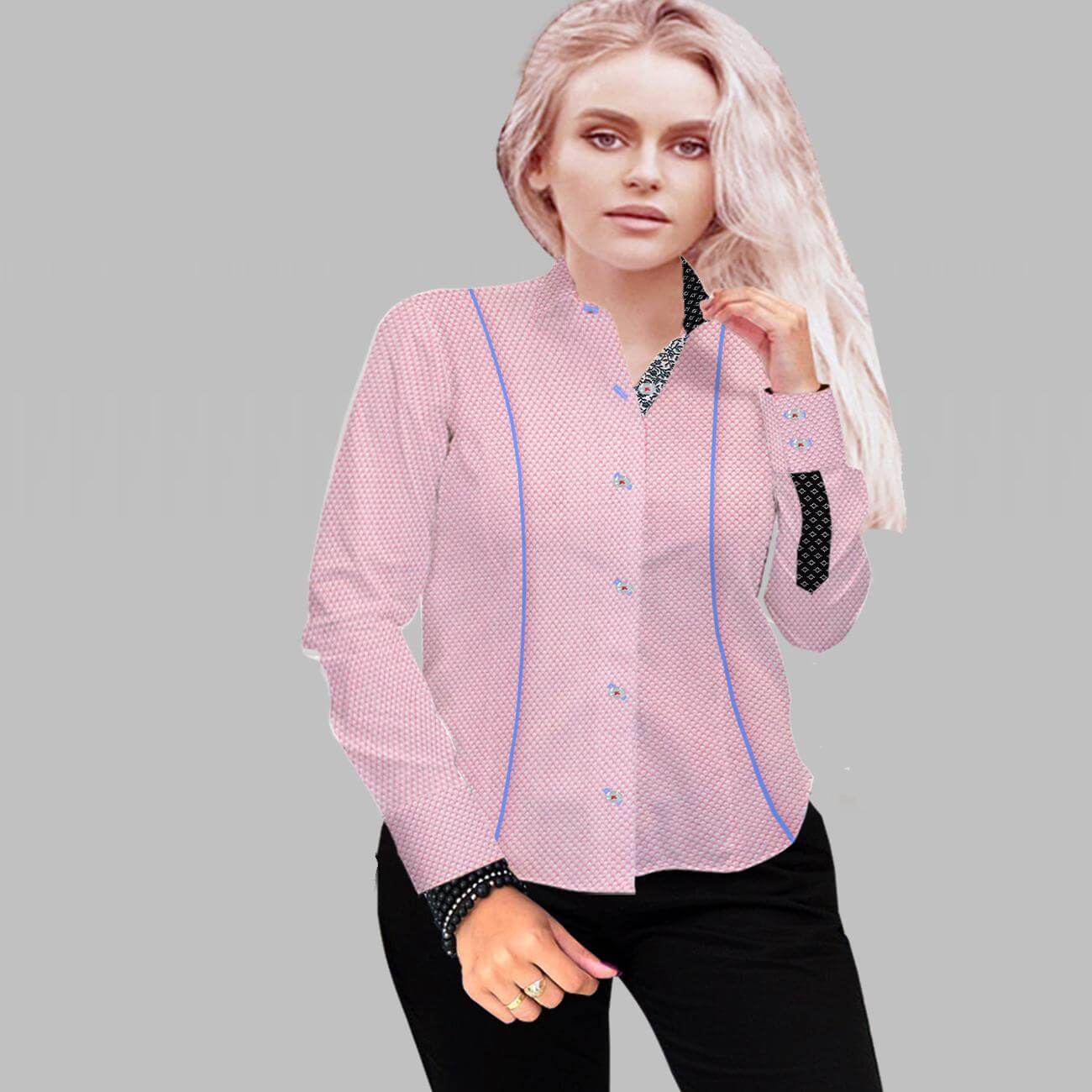 Baby Pink with Self white Polka Dot Shirt