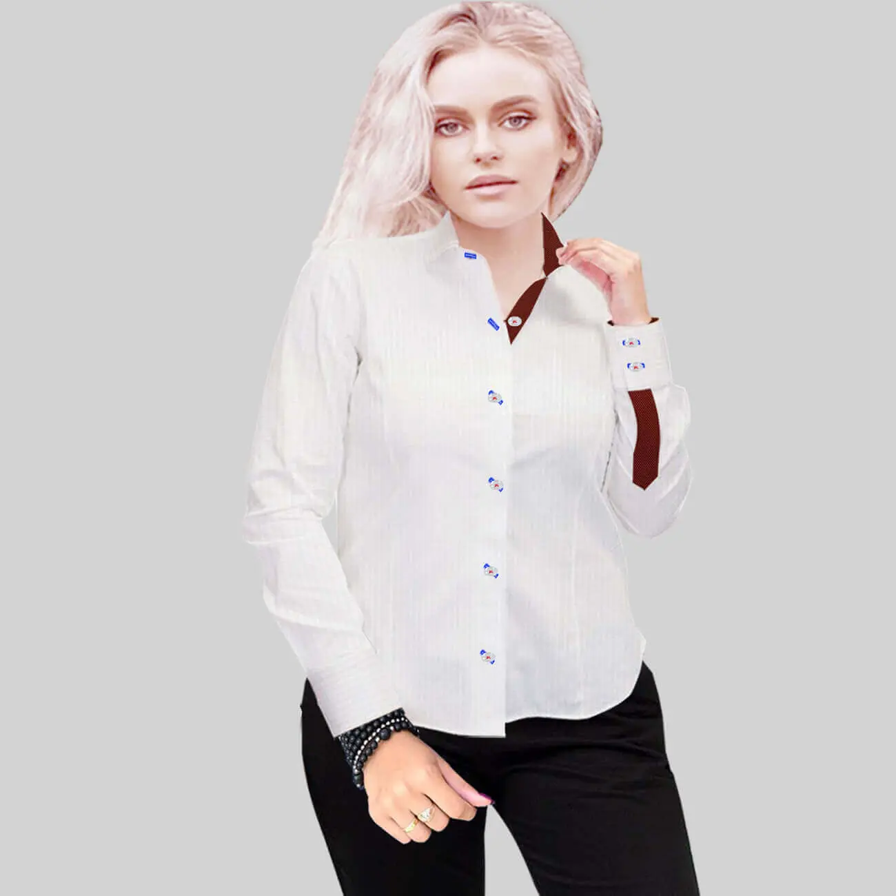 Luxury White Micro Herringbone Shirt