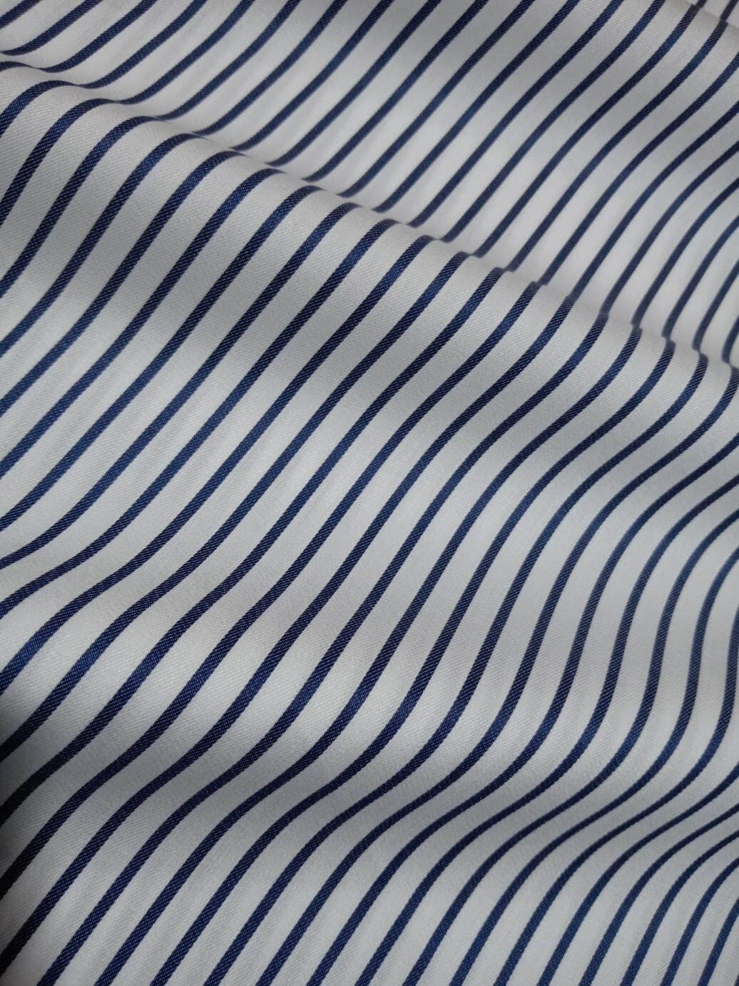 Navy and White Stripes Twill Shirt thumbnail 2