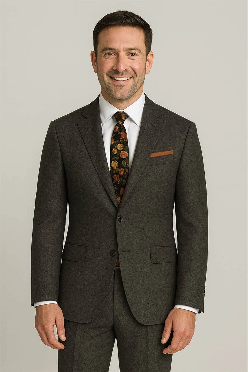 Mens Grey Suit Birdseye Vitale Barberis 100% Luxury Suit