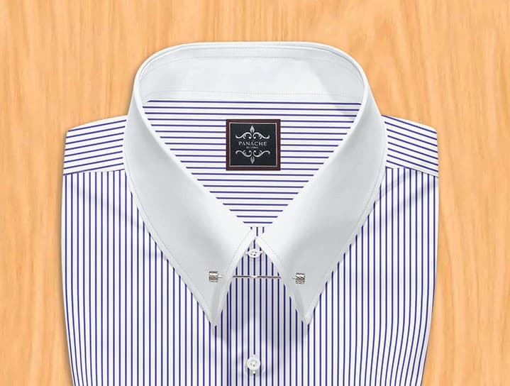 Mens stripes shirts  | Blue and white stripes shirt | Bespoke dress shirts thumbnail 2