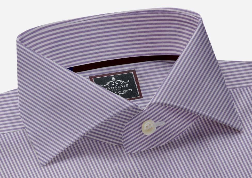 Mens Dress Shirt Light Purple Striped | Mens Stripes dress shirts thumbnail 2