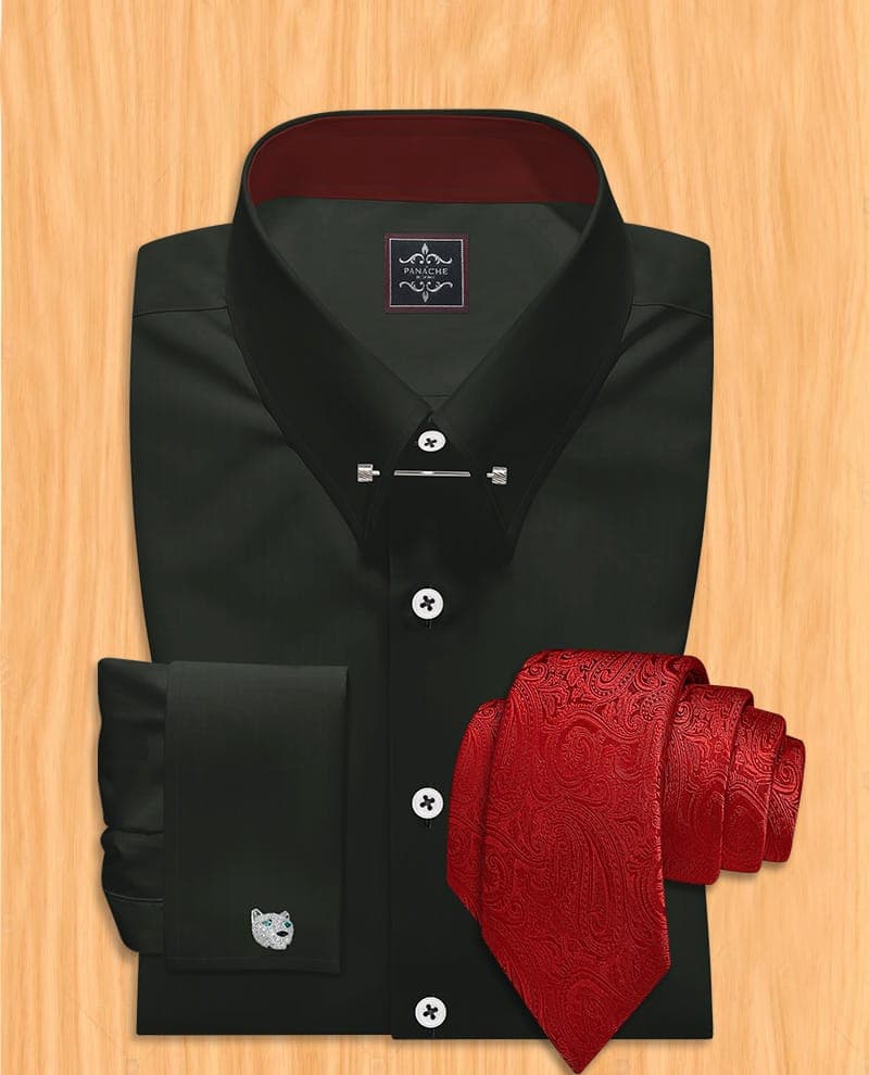 Black pin collar shirt | Pin Collar dress shirt | Collar Bar shirts | Men’s Dress shirts