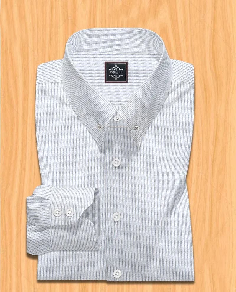 Self-Pen Stripe Men’s Dress Shirt | Bespoke Dress Shirts | Pin Collar Shirts