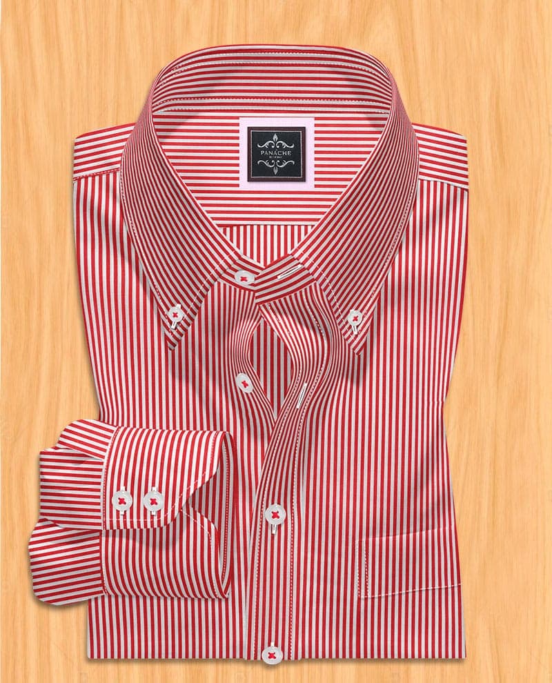 Red striped button down shirt | Button Down Mens dress shirts | Bespoke Dress shirts