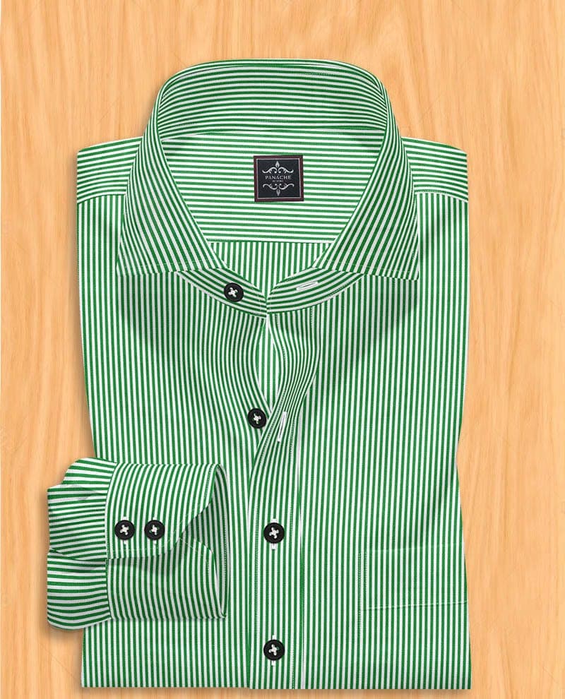 Green dress shirt mens | Green Stripes men’s dress shirt | Bespoke Dress shirts