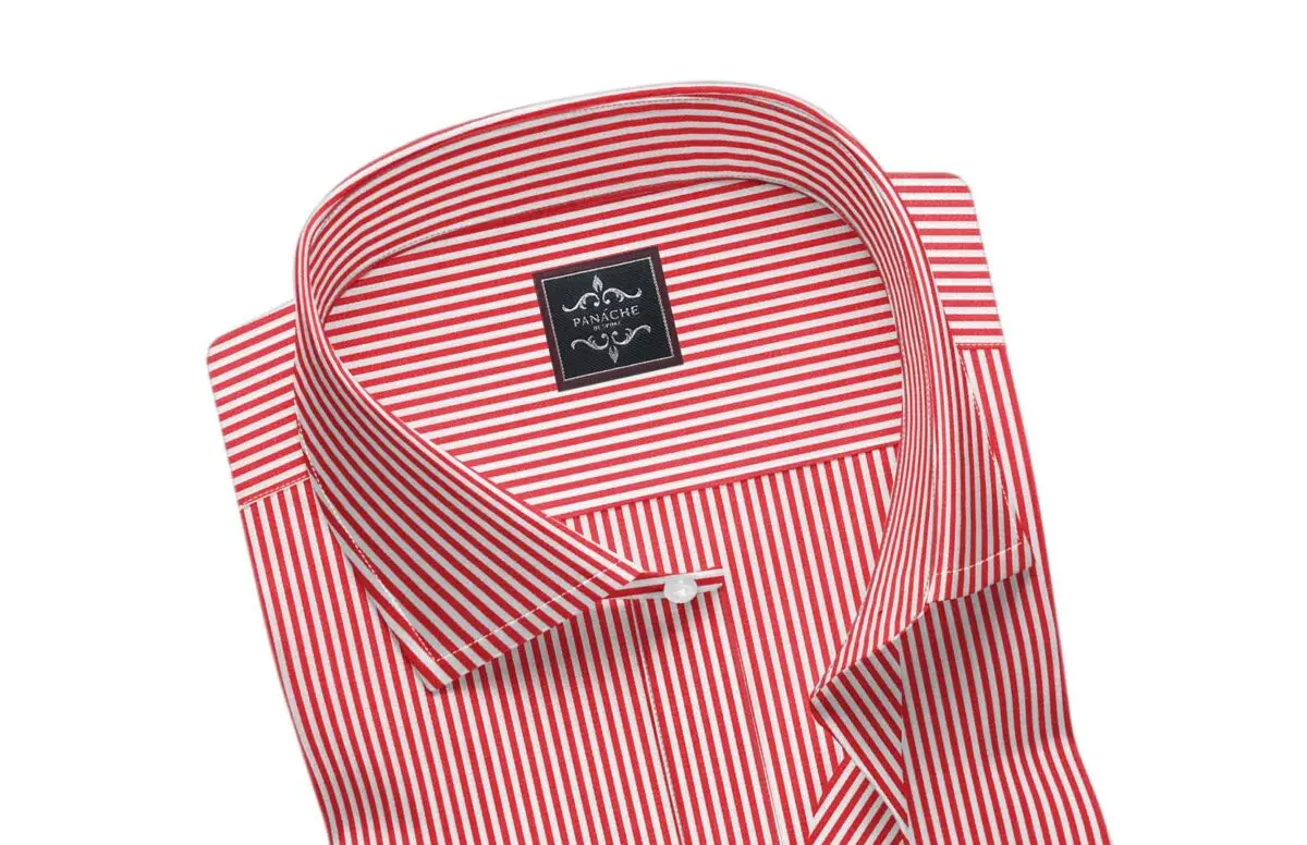 Formal dress shirt mens | Red Striped men’s dress shirts | Bespoke Dress shirts thumbnail 2