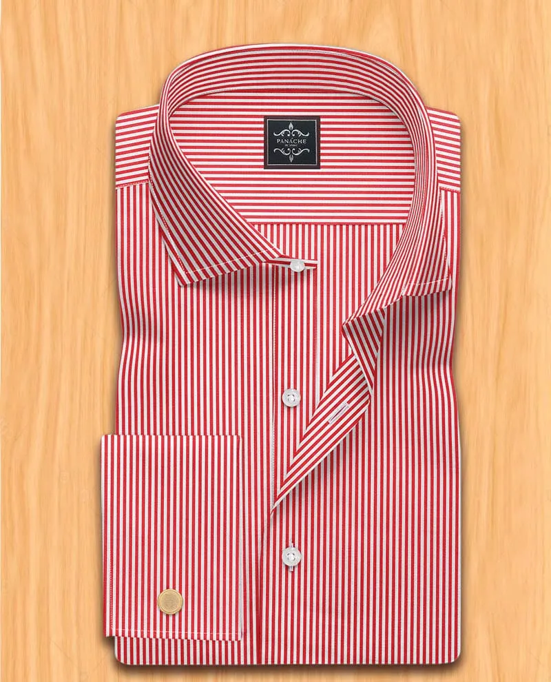 Formal dress shirt mens | Red Striped men’s dress shirts | Bespoke Dress shirts