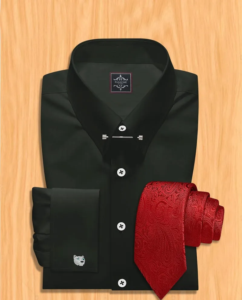 Dress shirt pin collar | Collar bar dress shirt | Navy pin collar dress shirt