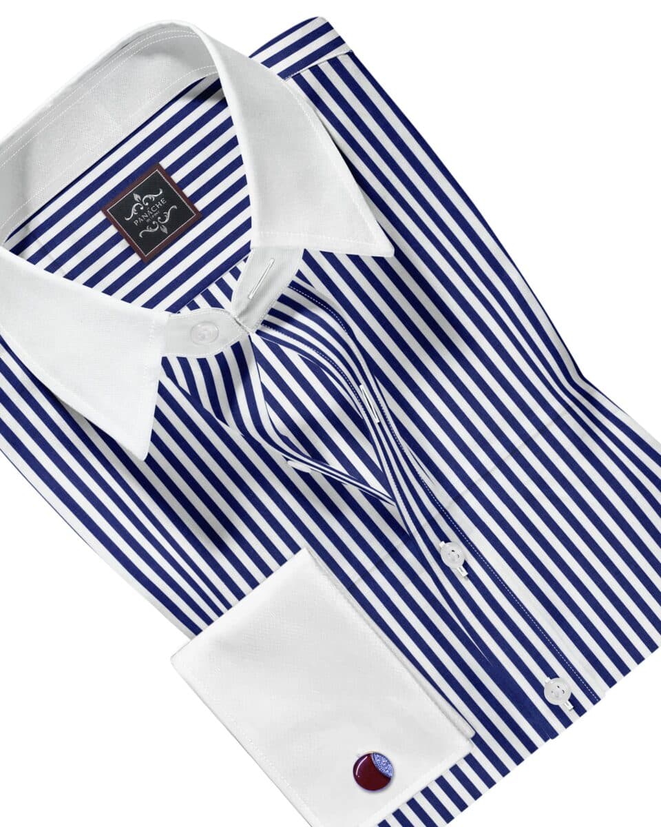 striped blue dress shirt | 	Dress shirt striped | blue white striped dress shirt thumbnail 2