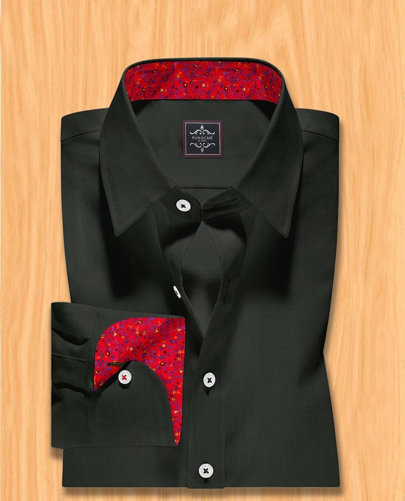 Black dress shirt long sleeve | Red black dress shirt thumbnail 2