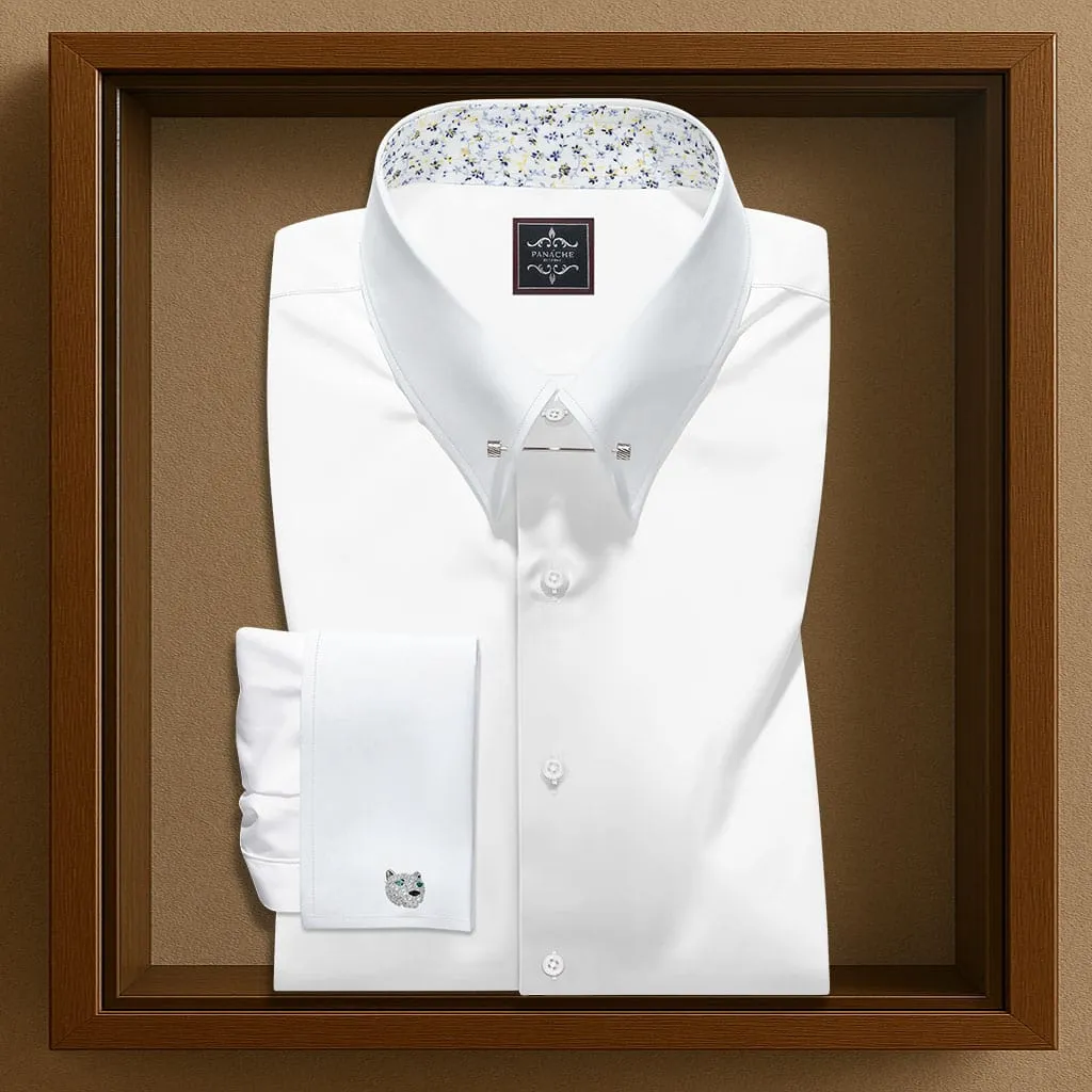 White Pin Collar Shirt | 100% Cotton Poplin Luxury Dress Shirt