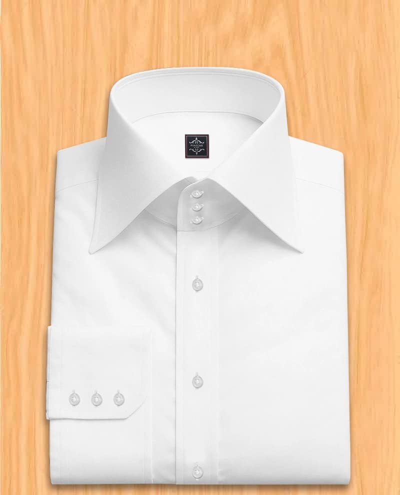 Big Collar White Dress Shirt – Wrinkle-Resistant 100% Giza Cotton