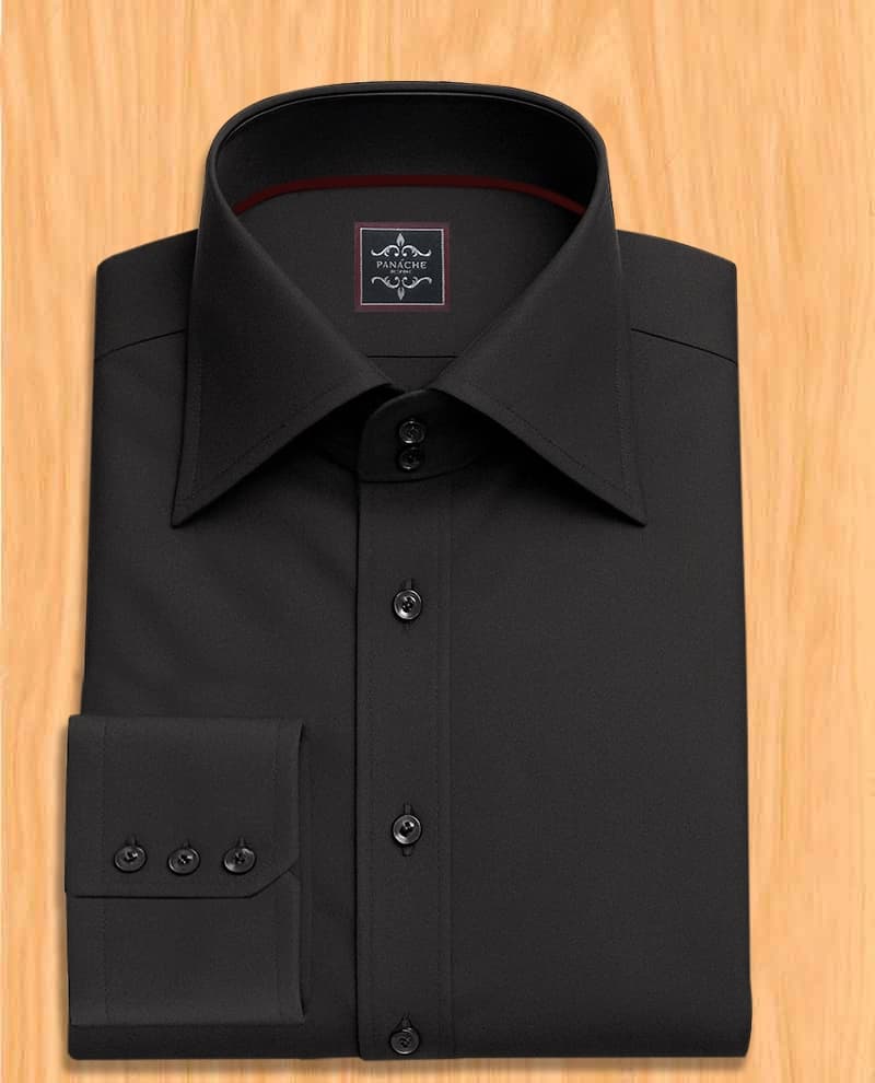 Mens Black Business Shirt – 100% Luxury Giza Cotton, Long Sleeve