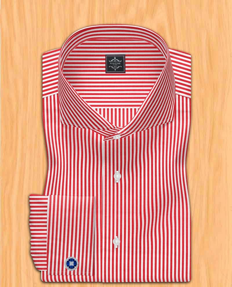 Bengal stripe dress shirt with cutaway collar luxury 100% Giza cotton