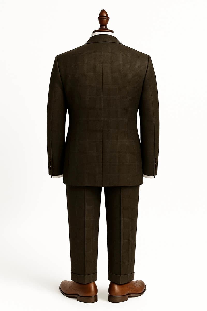 Men Brown Suit – Check 100% Luxury Wool Blend Suit thumbnail 3
