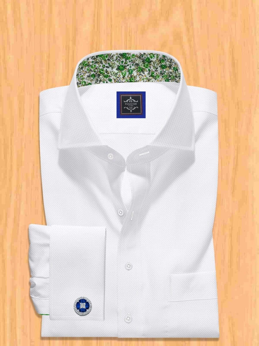 Men’s Long Sleeve White Dress Shirt – Oxford, French Cuff, 100% Cotton Button-Up