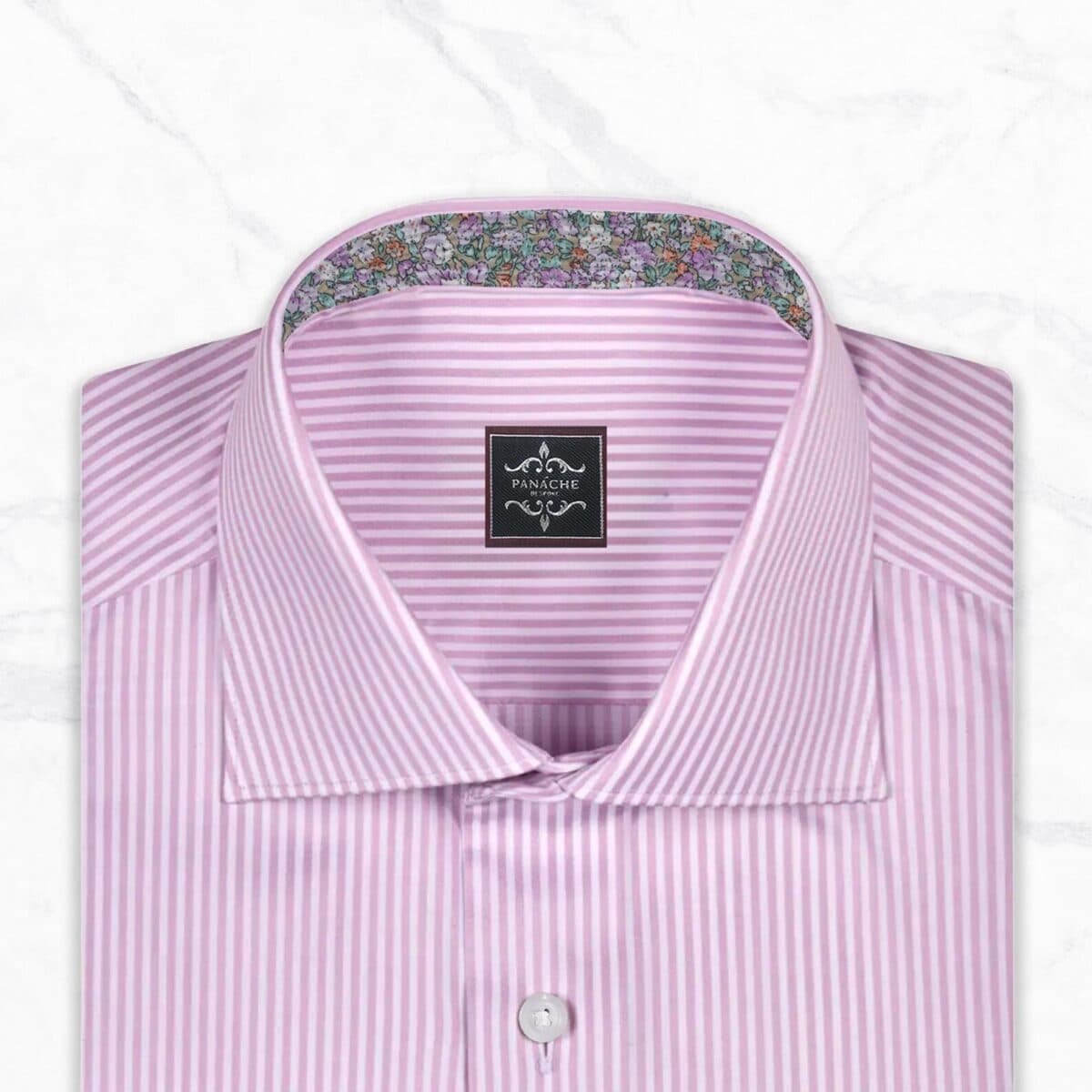 Pink Striped Dress Shirt for Men in 100% Luxury Giza Cotton | Panache Bespoke thumbnail 3
