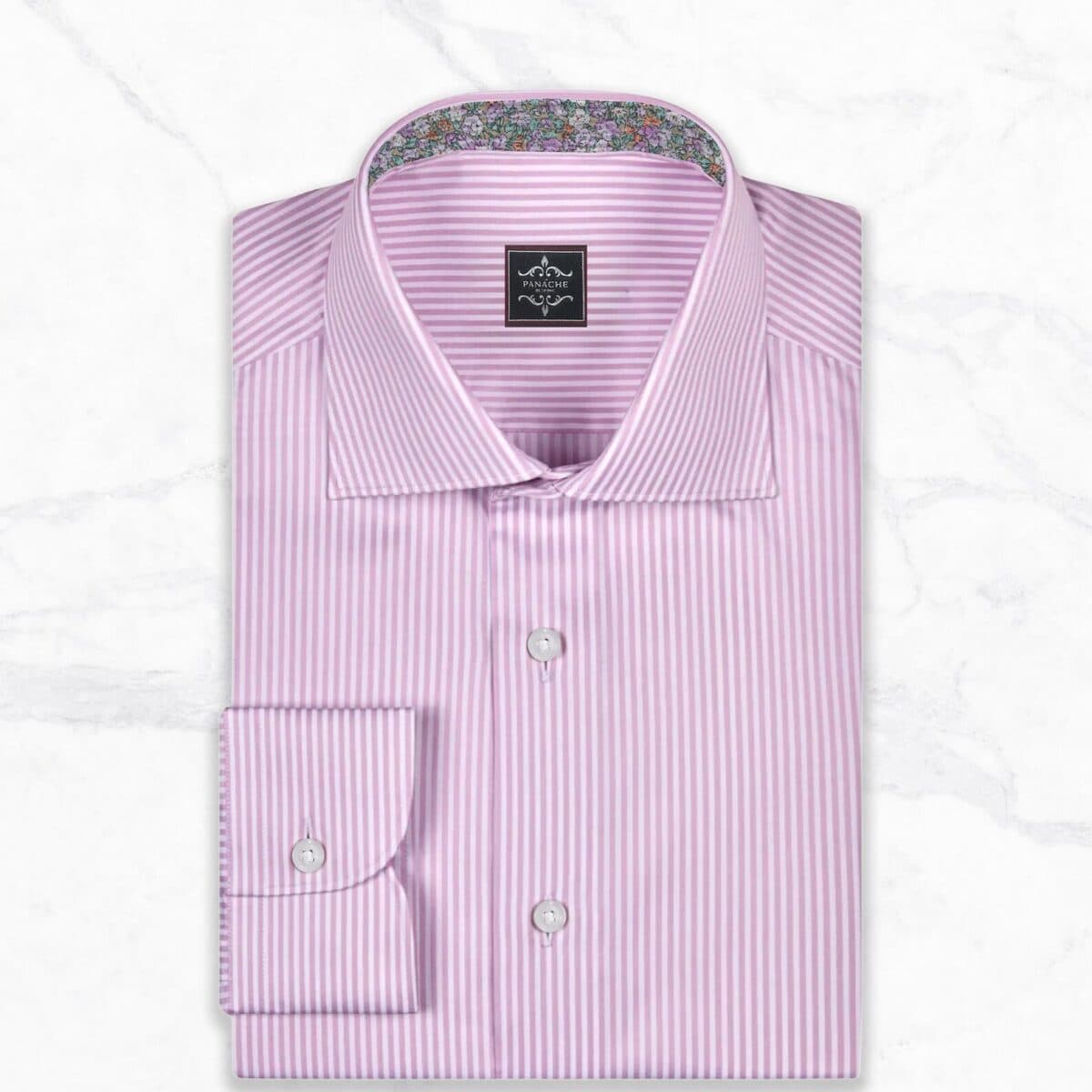 Pink Striped Dress Shirt for Men in 100% Luxury Giza Cotton | Panache Bespoke