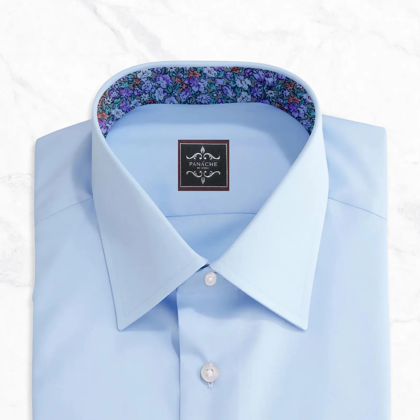 Light Blue Dress Shirt for Men in 100% Giza Cotton | Panache Bespoke thumbnail 3