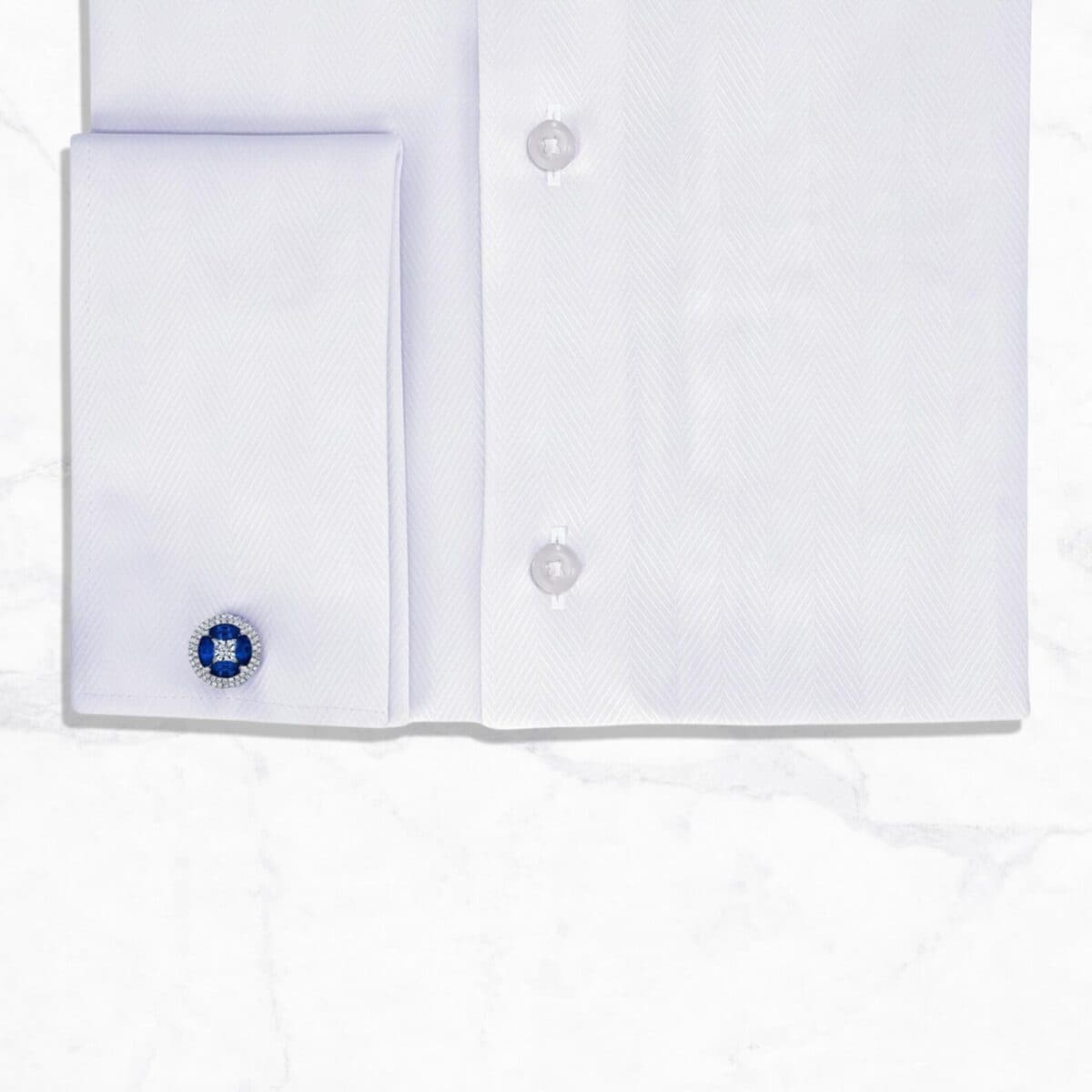 White Dress Shirt Mens – Luxury Giza 100% Cotton Herringbone Cutaway Collar Shirt thumbnail 3